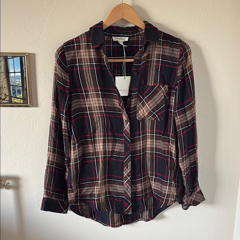 beachlunchlounge Red and Black Plaid Shirt